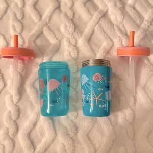 Zak Designs Shells Kelso Tumbler Set, Leak-Proof Screw-On Lid with Straw